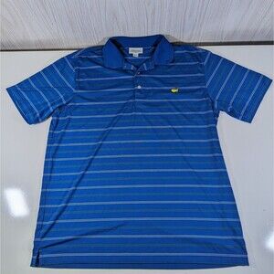 Masters Performance Polo Shirt Mens XL Blue Striped Short Sleeve Polyester Golf